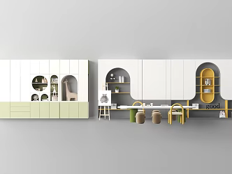 Kindergarten Image Wall Kindergarten Background Wall Children's Tables and Chairs Recreation Area 3d model