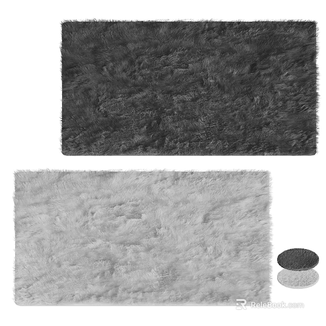 Round Area Rugs In Various Colors And Textures 3d model