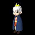 Cartoon Man With White Hair Golden Crown Blue Cape And Red Jacket On Black Background