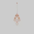Modern Metallic Chandelier With Geometric Pattern And Hanging Decorative Elements