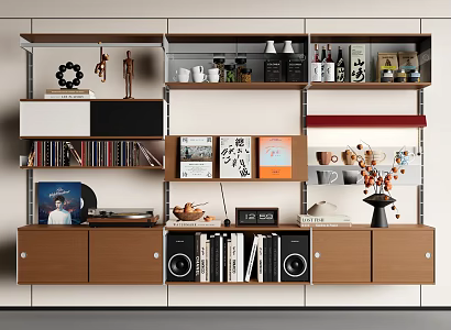 Middle Ancient Modern Bookshelf Middle Ancient Track Bookshelf Decorative Rack Storage Rack Book Ornaments 3d model