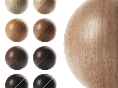 Diverse Wooden Components With Various Colors And Wood Grain Textures Including Round Samples And Sphere 3d model