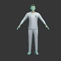 Man In Gray Tracksuit Full Body With Arms Outstretched Posing On Dark Background