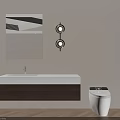 Modern Bathroom Combination With Illuminated Mirror Wall Mounted Vanity Toilet And Circular Shelves