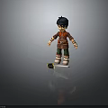 3D Character Wearing Red Outfit Green Pants White Boots With Sword Brown Scabbard Golden Hilt