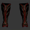 Stylish Black And Red Boots With Decorative Patterns For Daily Use 3d model