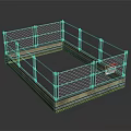MMA Fighting Octagon Cage Featuring Metal Mesh Fencing Wooden Floor And Red Warning Sign