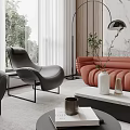 Modern Loft Living Room Interior With Wooden Decor Art And Plants