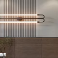 Modern Bedroom Accent Wall With Vertical Stripes Wooden Panel Wall Lamp And Nightstands