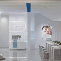 Modern Minimalist Beauty Salon Interior With Stylish Reception Desk And Comfortable Chairs And Beauty Poster