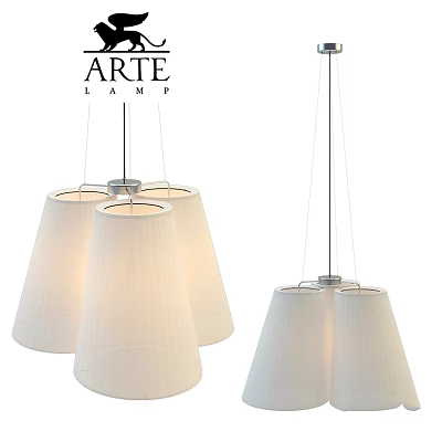 ARTE LAMP Modern Chandelier With White Fabric Pendant Shades And Minimalist Design 3d model