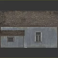 Detailed Small House Model with Blue Walls Brown Roof Porch Windows and Reflective Surface