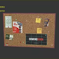 Corkboard Display Board With Pinned Notes Papers And Coming Soon Poster