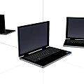 Three Sleek Black DigDi Laptops Displayed On White Background With Modern Design