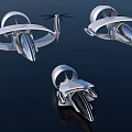 Futuristic Flying Cars With Sleek Aerodynamic Shapes Flying In Blue Sky