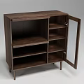Dark Brown Wooden Sideboard With Drawers Cabinet Door And Open Shelves