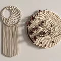 Handmade Macrame Wall Hangings With Circular Design Tassels And Brown Floral Accents
