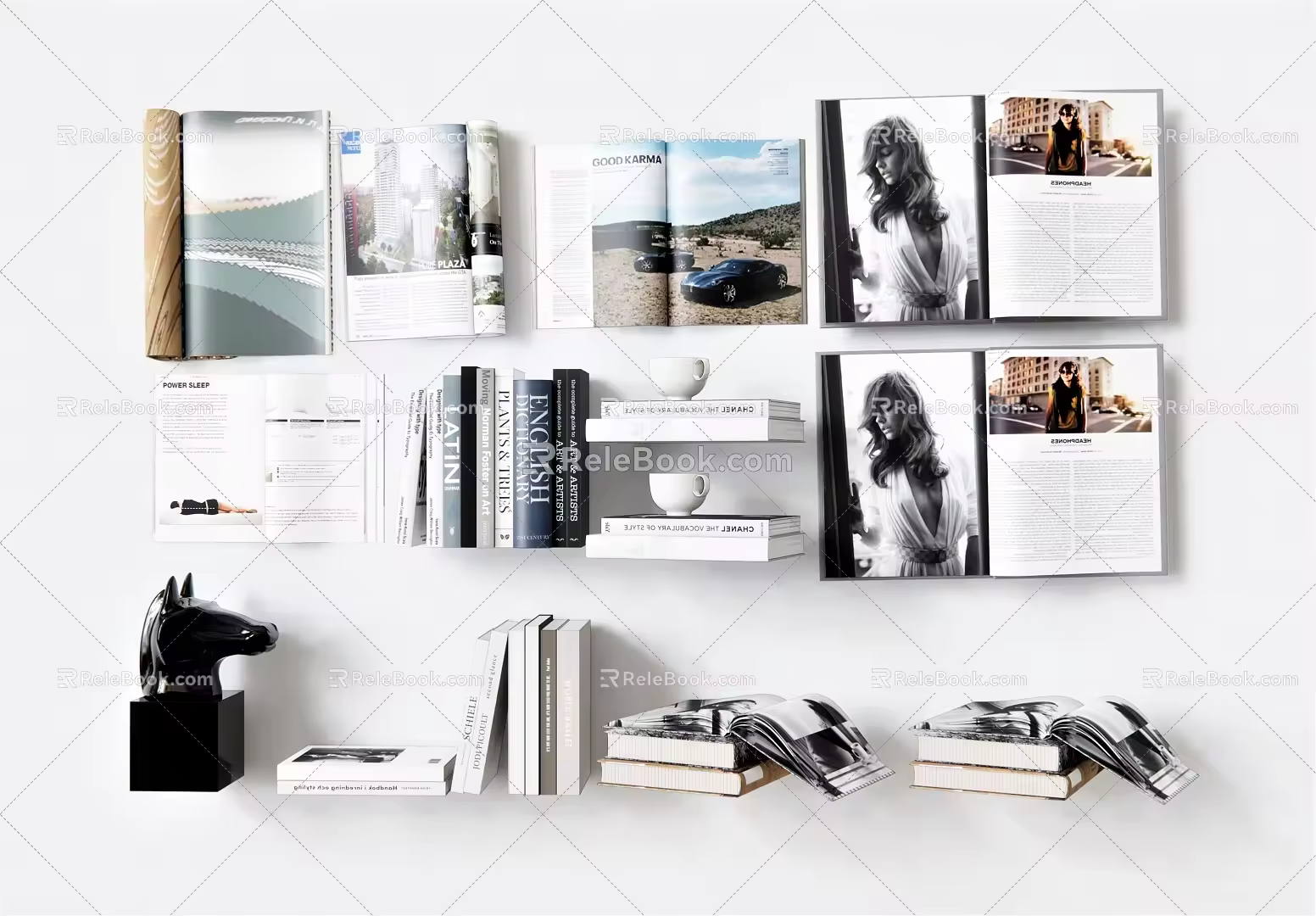 Modern Books Open Books 3d model