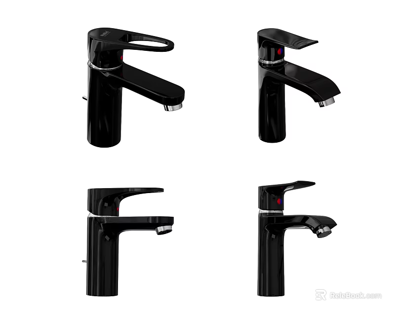 Modern Black Faucet Design With Sleek Single Handle And Contemporary Finish 3d model 