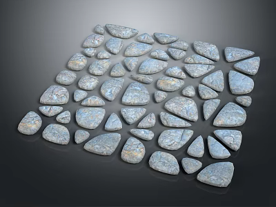 Natural Gray Irregular Shaped Stones With Rough Texture On Dark Background 3d model