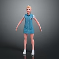 Game and Movie Character with Blonde Hair in Blue Dress and White Shoes