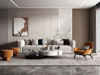 Modern Living Room Sofa Coffee Table 3d model