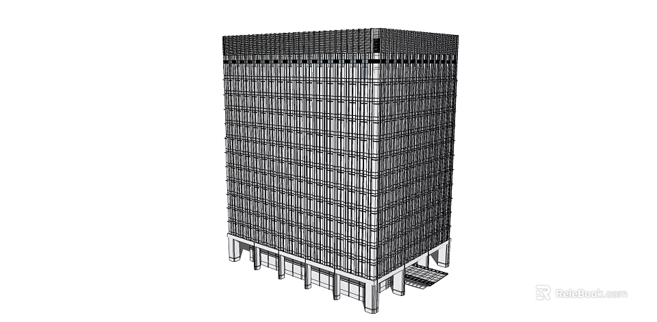 Modern High Rise Office Building Architectural Design With Glass Curtain Wall Exterior Windows 3d model 