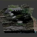Artistic Arch Bridge Landscape Model With Turquoise Water Green Vegetation And Red Mountains