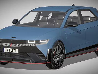 Blue Modern Car With UK License Plate Distinctive Headlights Black Wheels And Sleek Design 3d model