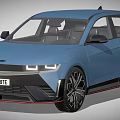 Blue Modern Car With UK License Plate Distinctive Headlights Black Wheels And Sleek Design