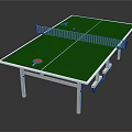 Green Table Tennis Table with White Frame Net Paddle and Ball as Indoor Sports Equipment