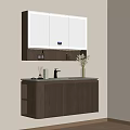 Modern Wall mounted Bathroom Vanity Cabinet with LED lit Mirror Faucet and Toiletries