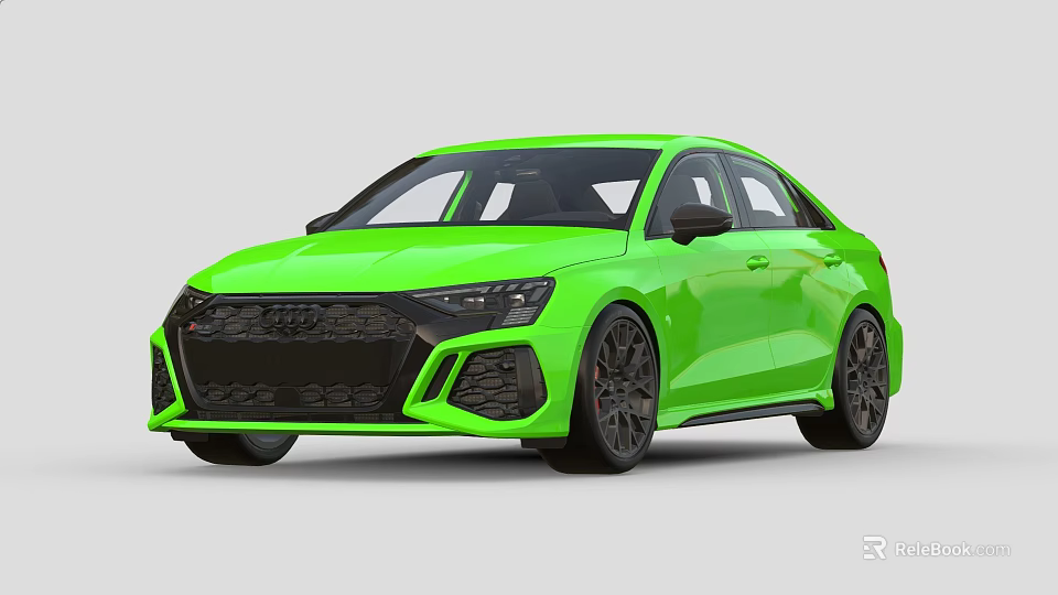 Green Sporty Sedan With Modern Black Grille And Sleek Exterior Design 3d model 