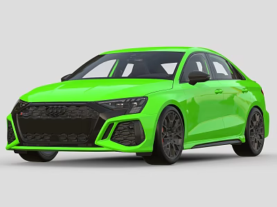 Green Sporty Sedan With Modern Black Grille And Sleek Exterior Design 3d model