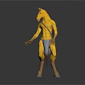 Game Movie Centaur Character Yellow Muscular Human Upper Body Equine Lower Body With Blue Shorts
