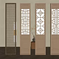Chinese-style Lattice Hallway Partition Solid Wood Hollow-out Carved Screen 3d model