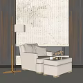 Quiet single sofa leisure recliner floor lamp 3d model