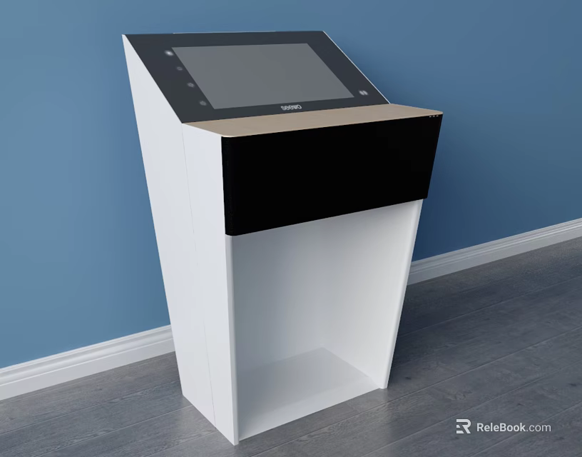 Functional Desk With White And Black Design Featuring Touchscreen Display On Top 3d model