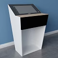 Functional Desk With White And Black Design Featuring Touchscreen Display On Top 3d model