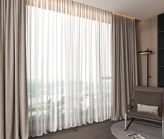 Modern Fabric Curtain Pleated Fabric Yarn 3d model