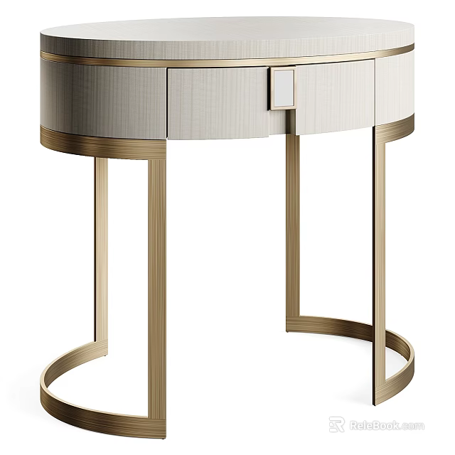 Elegant Modern Nightstand With Gold Metal Legs And Wooden Drawer Design 3d model 