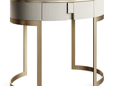 Elegant Modern Nightstand With Gold Metal Legs And Wooden Drawer Design 3d model