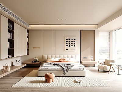 Modern Cream Style Bedroom Leisure Bedroom Ornaments 3d model