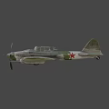 Vintage Green Fighter Aircraft With Weathered Body And Red Star Insignia On Wings