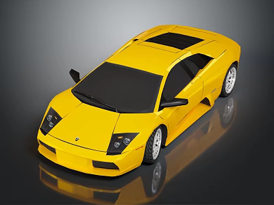 Yellow Luxury Sports Car With Sleek Design Black Roof And Silver Wheels 3d model