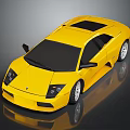 Yellow Luxury Sports Car With Sleek Design Black Roof And Silver Wheels