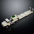 Cream Colored Model Flatbed Truck With Long Flatbed And Green Detail