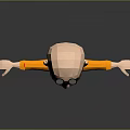 3D Cartoon Character With Goggles Beard Orange Shirt And Teal Pants Arms Outstretched