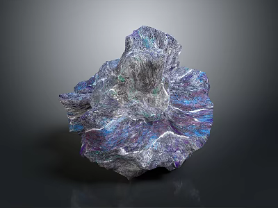 Wood Stone Decorative Piece With Blue Purple Shimmer And Textured Surface 3d model