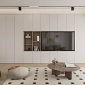 Modern Living Dining Room Interior With Beige Sofa Coffee Table Geometric Rug And Wall Art